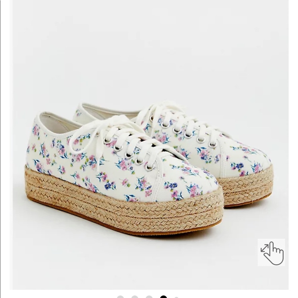 IVORY FLORAL CANVAS ESPADRILLE SNEAKER (WW) TORRID 8.5